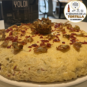 Tortilla con: "alcachofas con jamón" del Hotel Yoldi de Pamplona