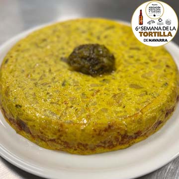 Tortilla con pimiento verde en la Cafetería del Aeropuerto de Noain