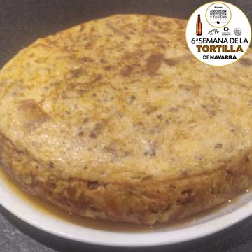 Tortilla trufada con hongos y papada iberica del Bar Ulzama de Pamplona