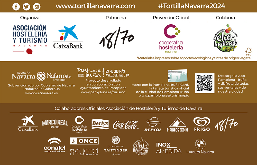 Pie del cartel de la semana de la Tortilla en el que se ven los logos de todas las empresas colaboradores, además de Gobierno y Ayuntamiento